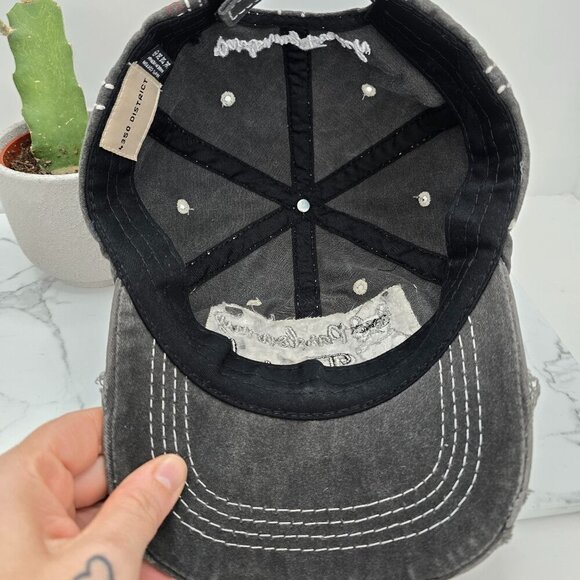 boho Pardon My French embroidered gray canvas adjustable baseball hat - Picture 7 of 8